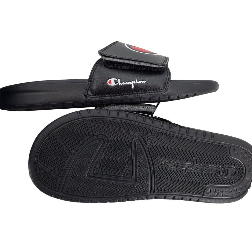 CHAMPION Sandals Women's 7 Monogram Cushion Mega Slides Unisex Adult Black Shoes - Picture 8 of 9
